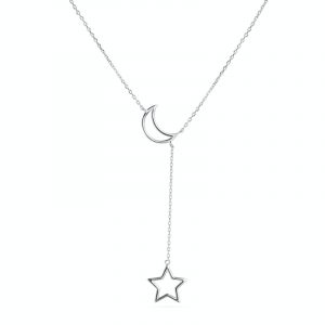 Srebrna ogrlica zvezda i mesec