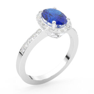 Efektan prsten sa dijamantima i tanzanitom